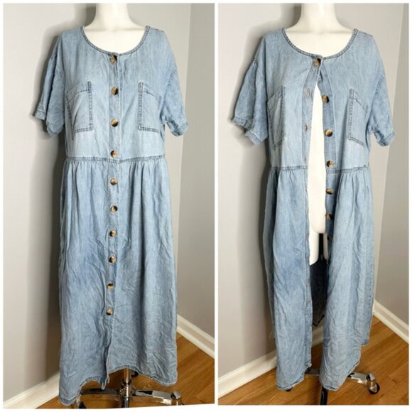 PRELOVED CHORUS BLUES DENIM MAXI DRESS POCKETS SIZE 18/20 - Picture 5 of 9